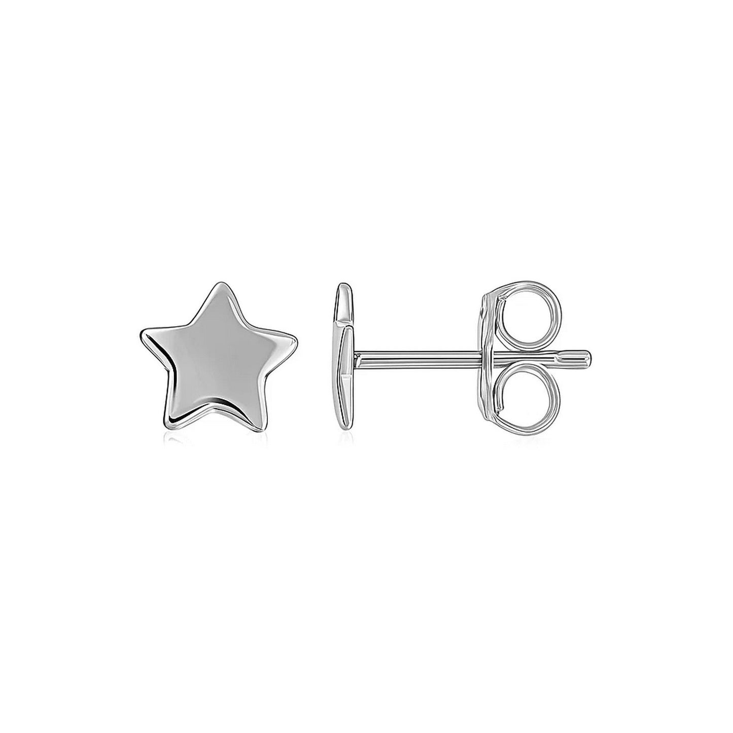 14k White Gold Post Earrings with Stars(6.5mm) in a sleek high-contrast midnight luxury editorial style