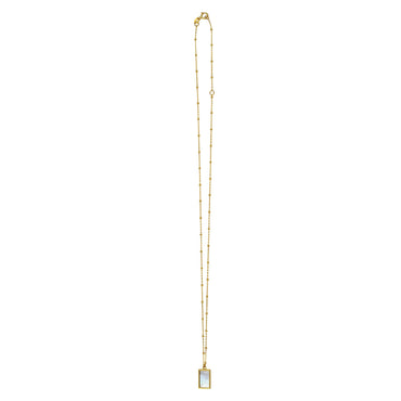 MOP Geometric Gem Rectangle Necklace in 14K Yellow Gold