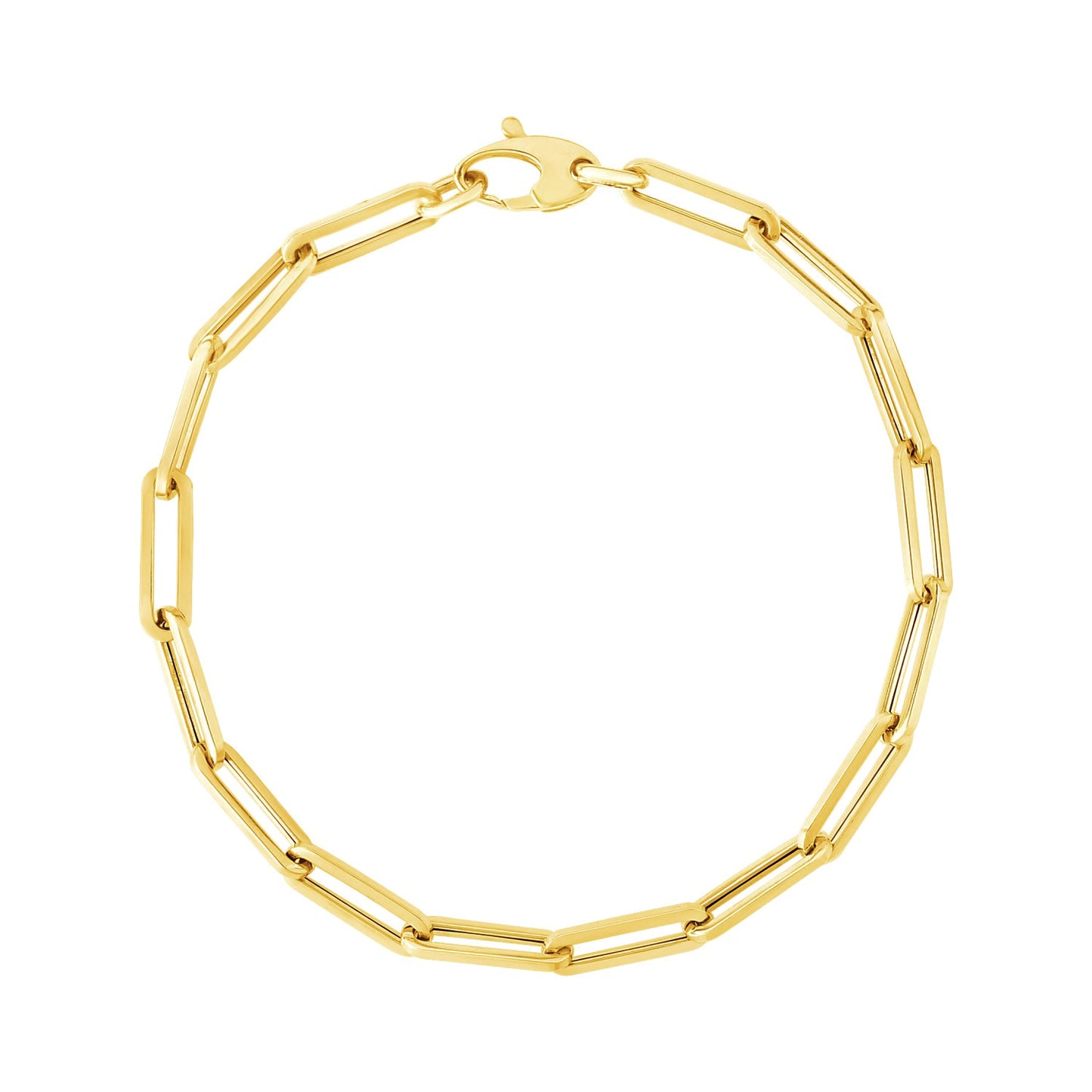 14K Yellow Gold Bold Paperclip Chain Bracelet (4.20 mm) in a sleek high-contrast midnight luxury editorial style