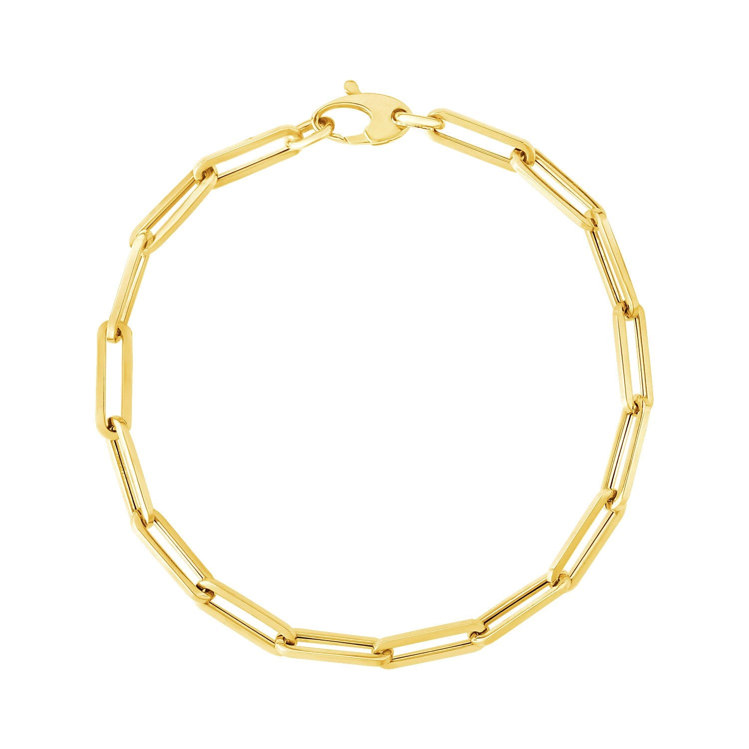 14K Yellow Gold Bold Paperclip Chain Bracelet (4.20 mm) in a sleek high-contrast midnight luxury editorial style