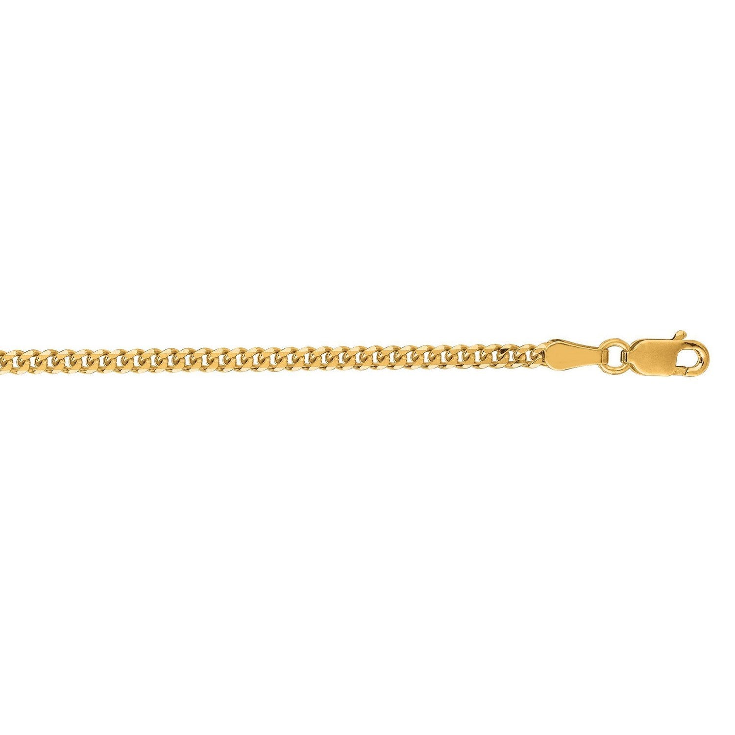 14k Yellow Gold Light Gourmette Chain (2.20 mm) in a sleek high-contrast midnight luxury editorial style