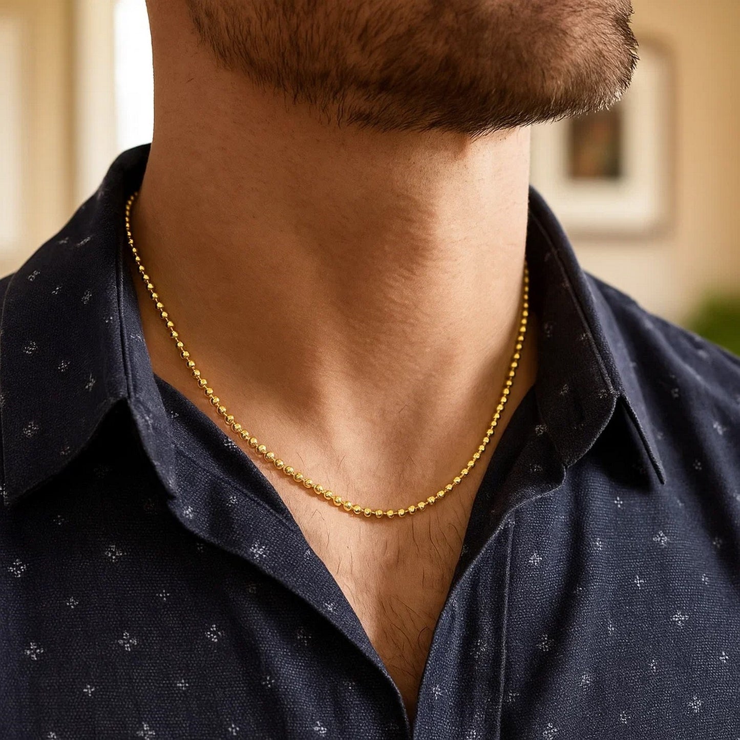 Moon Cut Bead Chain in 14k Yellow Gold (2.00 mm)