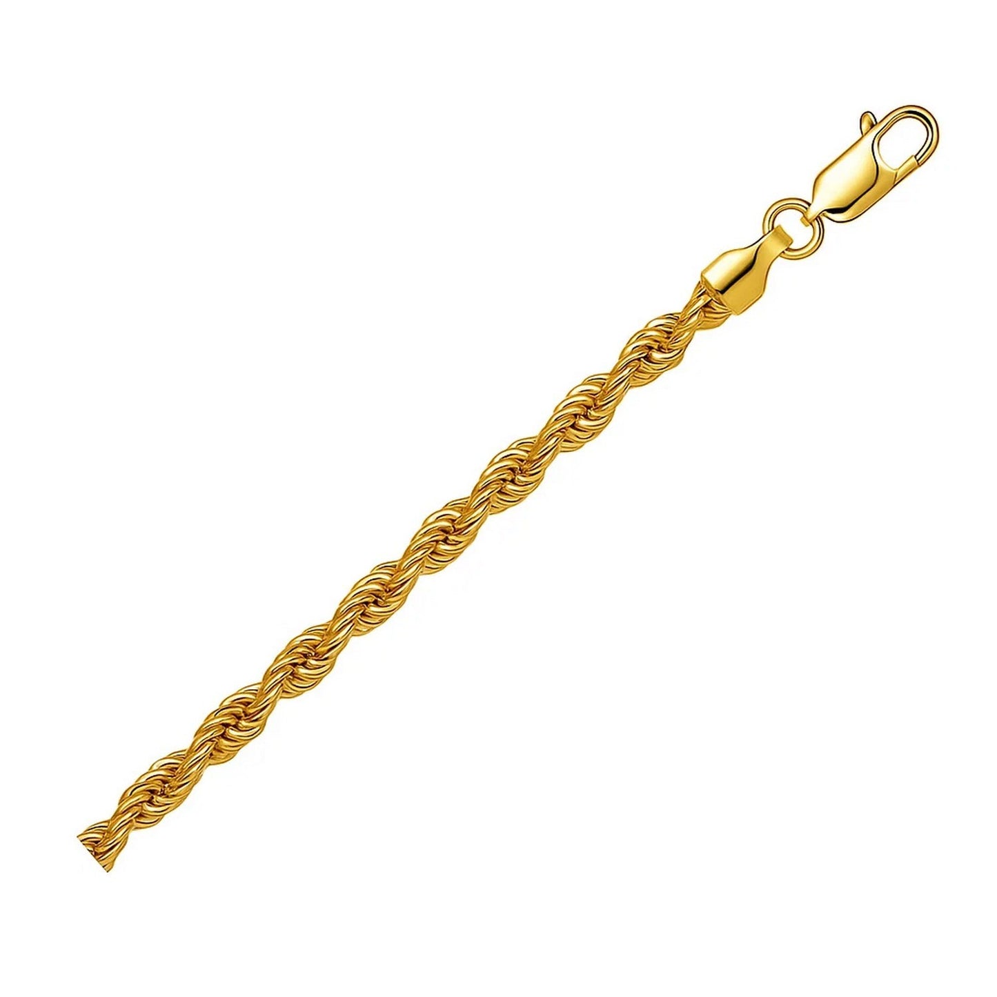 Lite Rope Chain Bracelet in 10k Yellow Gold (4.00 mm) in a sleek high-contrast midnight luxury editorial style
