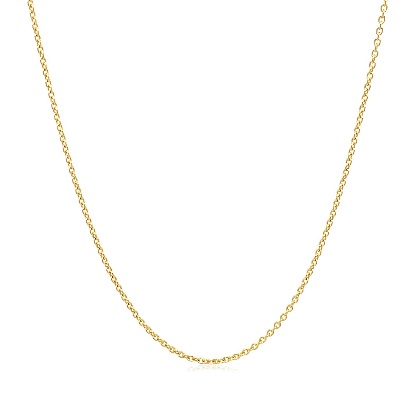 14k Yellow Gold Oval Cable Link Chain (1.10 mm) in a sleek high-contrast midnight luxury editorial style