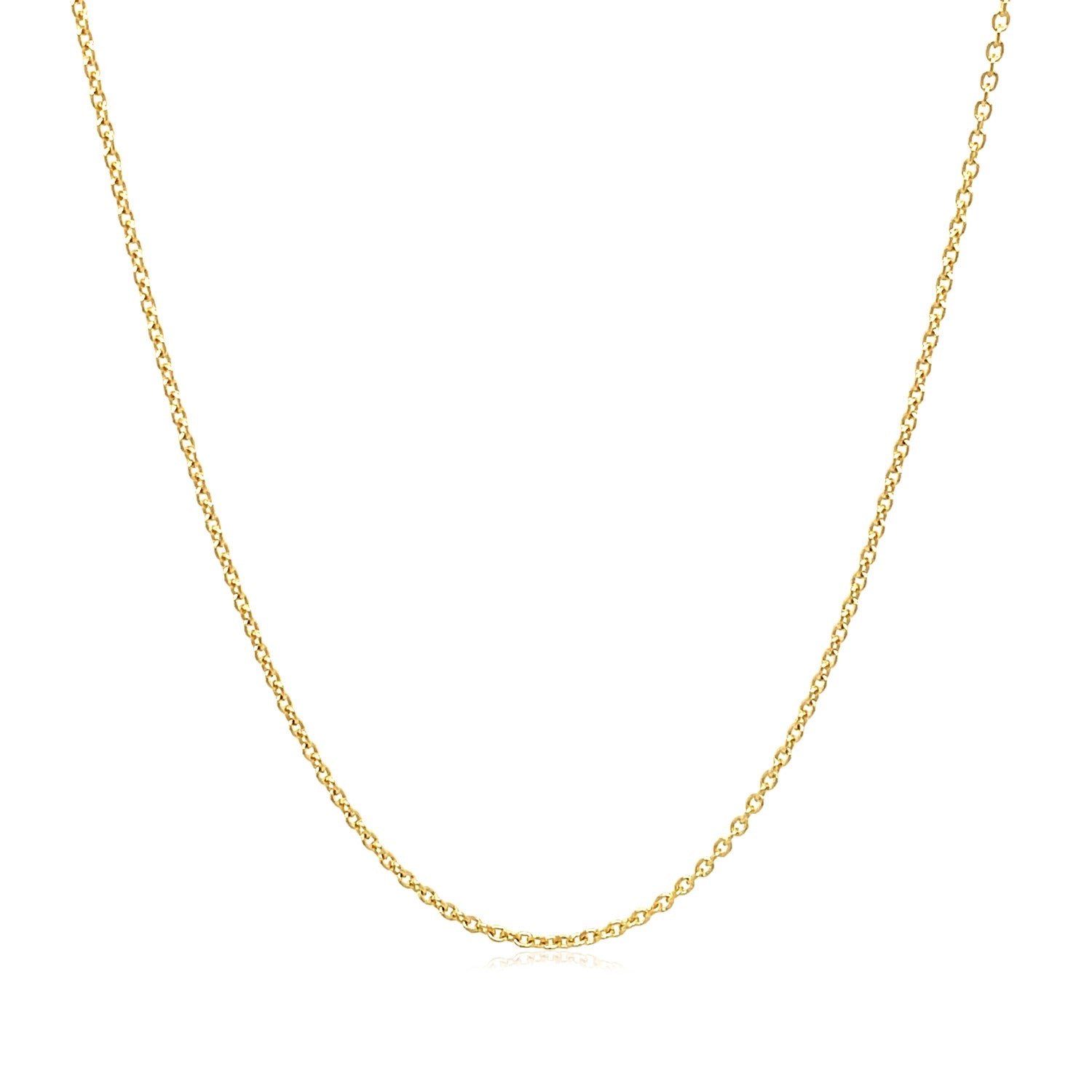 14k Yellow Gold Oval Cable Link Chain (1.10 mm) in a sleek high-contrast midnight luxury editorial style