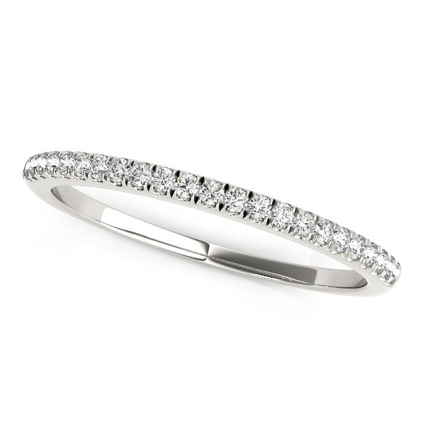 14k White Gold Scallop Style Setting Diamond Wedding Band (1/8 cttw) in a sleek high-contrast midnight luxury editorial style