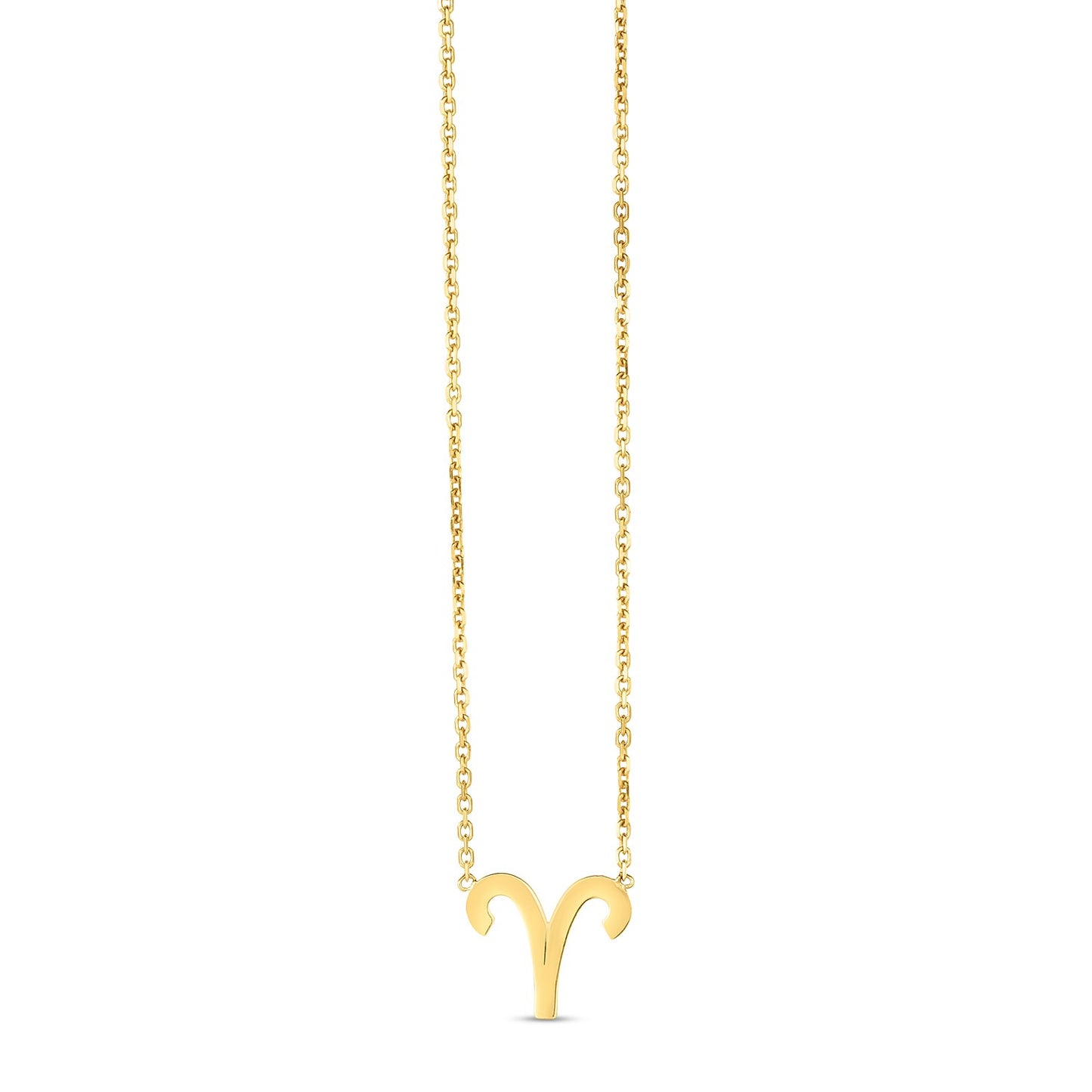 14K Yellow Gold Aries Necklace in a sleek high-contrast midnight luxury editorial style