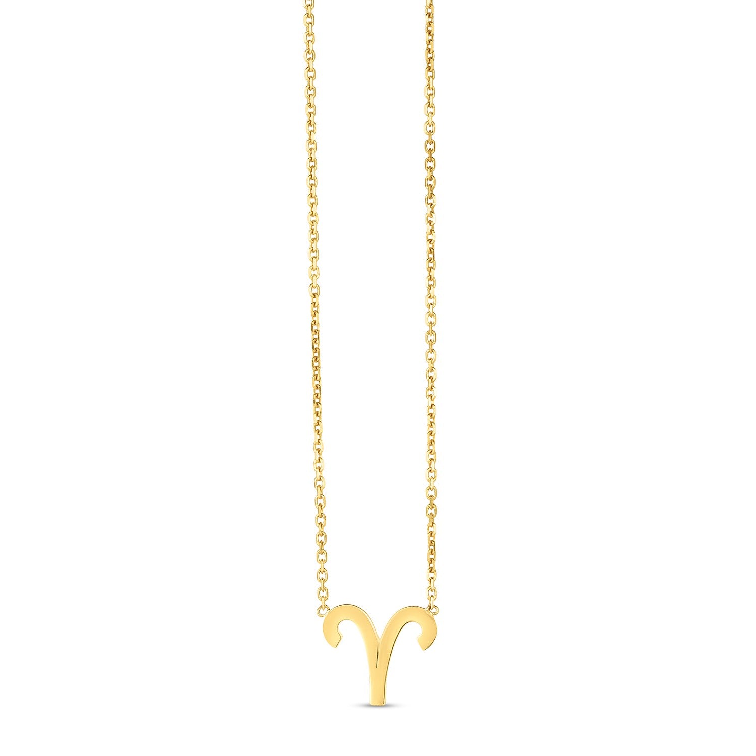 14K Yellow Gold Aries Necklace in a sleek high-contrast midnight luxury editorial style
