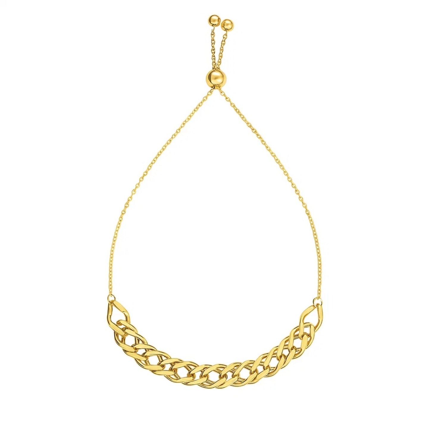 Adjustable Chain Bracelet in 14k Yellow Gold (5.00 mm) in a sleek high-contrast midnight luxury editorial style