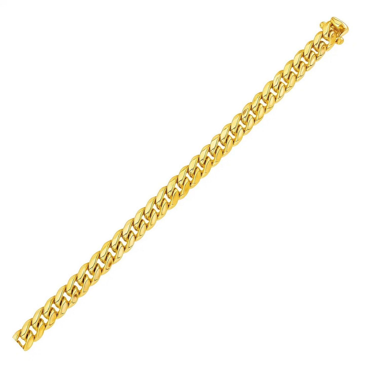 14k Yellow Gold Semi Solid Miami Cuban Bracelet (6.10 mm) in a sleek high-contrast midnight luxury editorial style