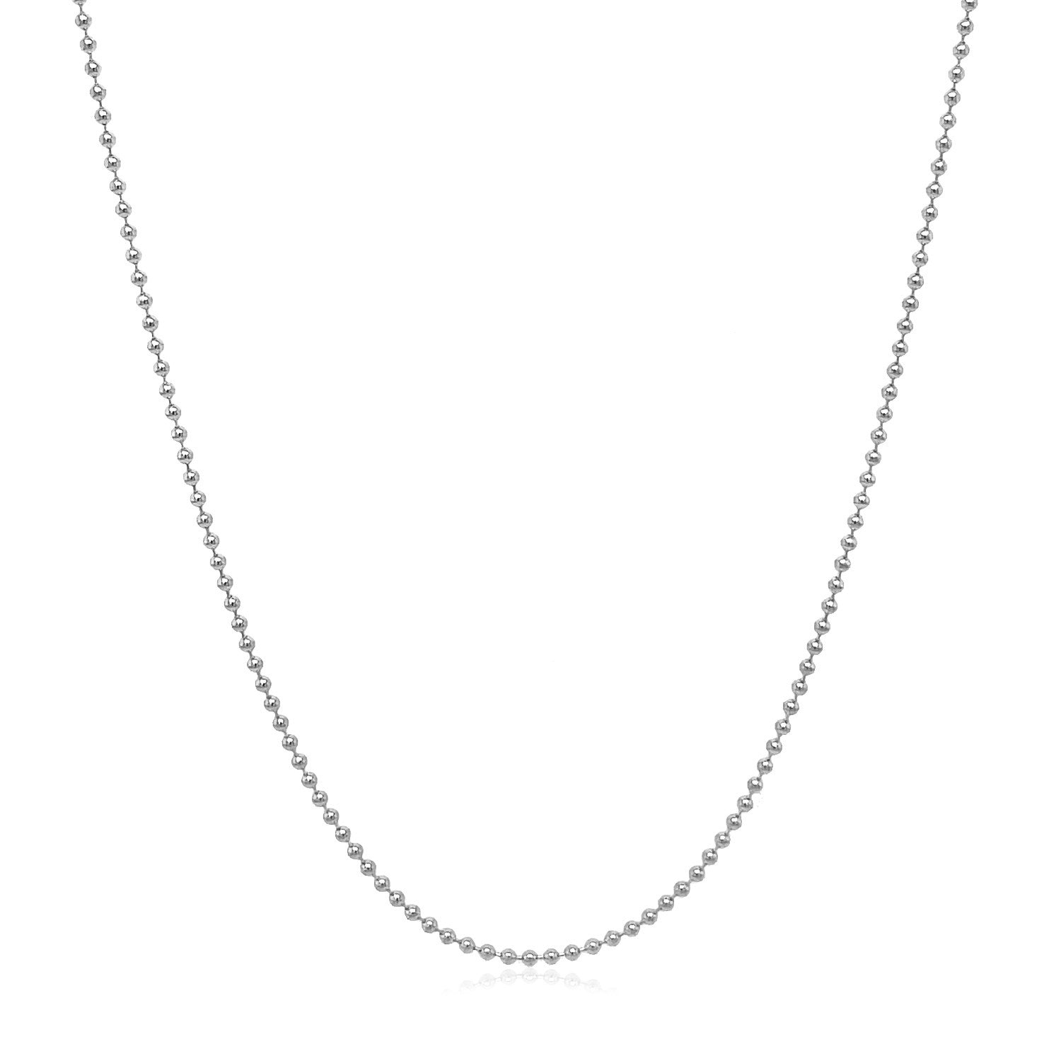 14k White Gold Bead Chain 1.0mm (1.00 mm) in a sleek high-contrast midnight luxury editorial style