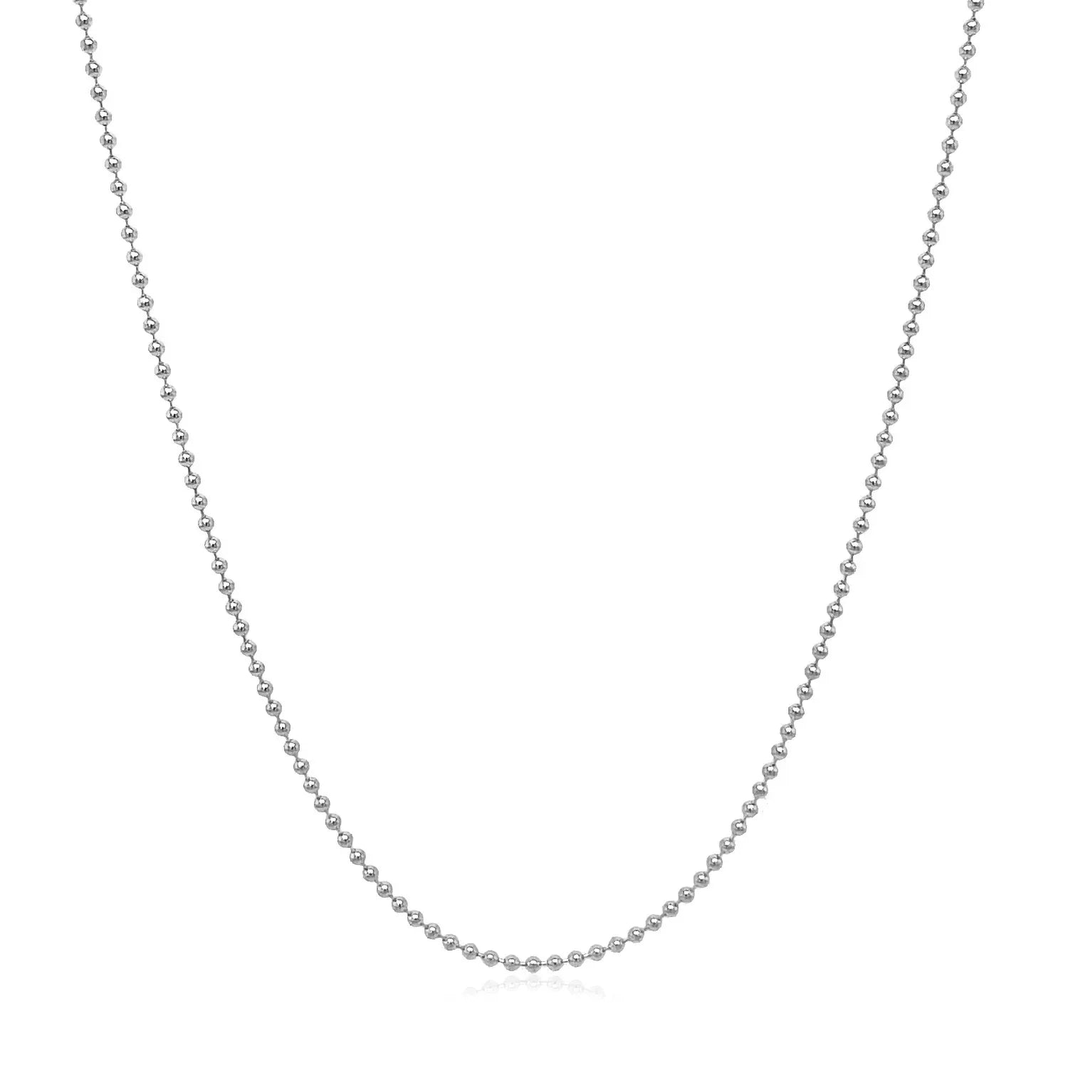 14k White Gold Bead Chain 1.0mm (1.00 mm) - Peelerie