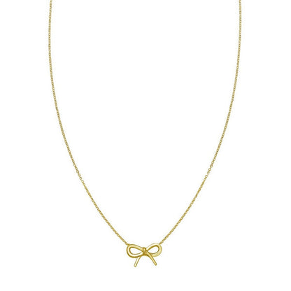 14K Yellow Gold Small Bow Necklace