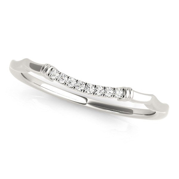 14k White Gold Wave Design Pave Set Diamond Wedding Ring (1/20 cttw) in a sleek high-contrast midnight luxury editorial style