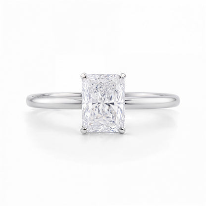 1 1/2 Carat Radiant Lab Grown IGI G/VS1 Diamond Solitaire Ring in 14K White Gold
