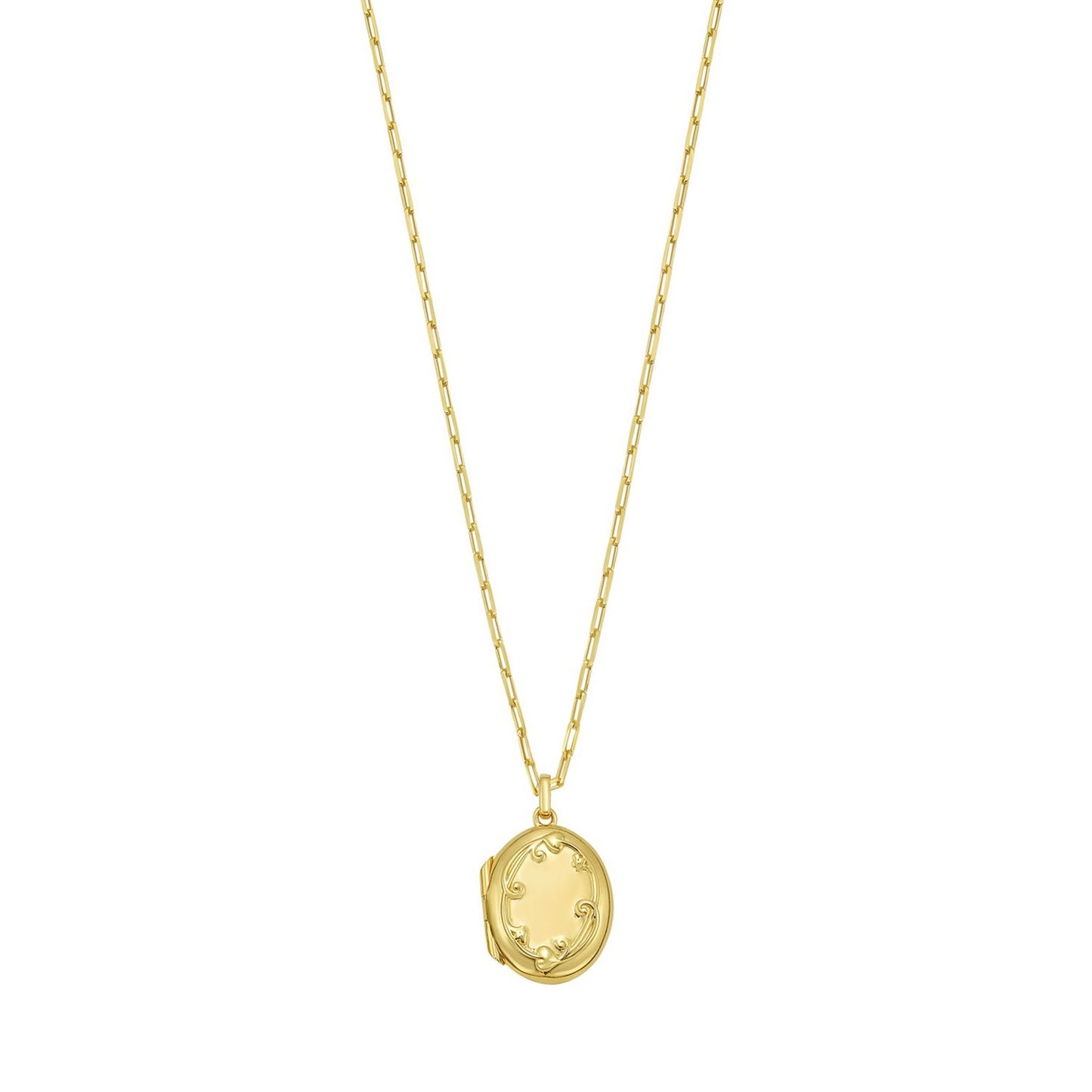 Sterling Silver Gold Plated Oval Vine Locket Necklace
