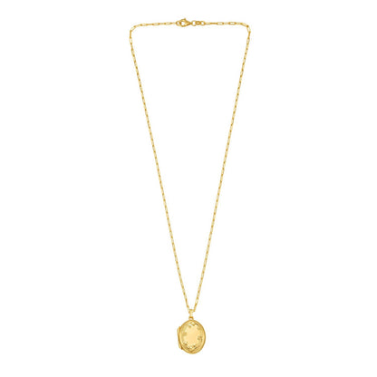 Sterling Silver Gold Plated Oval Vine Locket Necklace