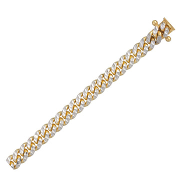 Classic Miami Cuban White Pave Solid Chain in 14k Yellow Gold (6.00 mm) - Peelerie