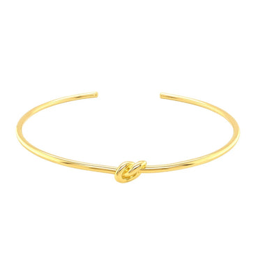 14k Yellow Gold Polished Cuff Bangle with Knot (5.50 mm)