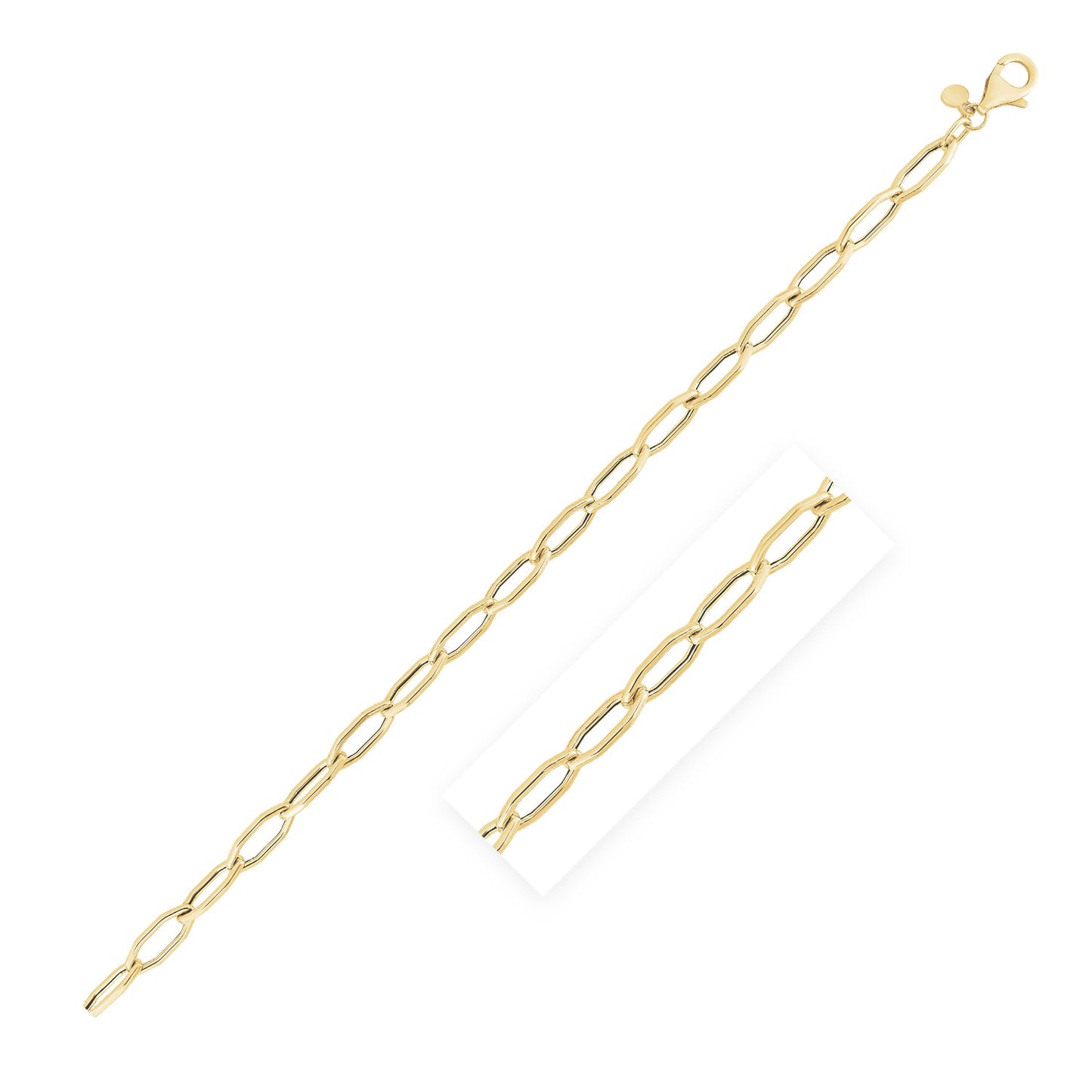 14k Yellow Gold High Polish Hexagon Link Bracelet (5.00 mm) in a sleek high-contrast midnight luxury editorial style