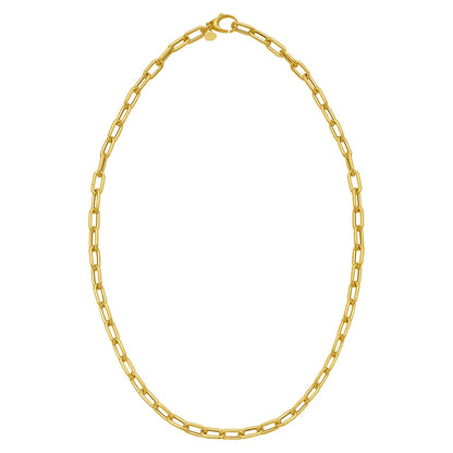14K Yellow Gold Charm Lock Paperclip Chain