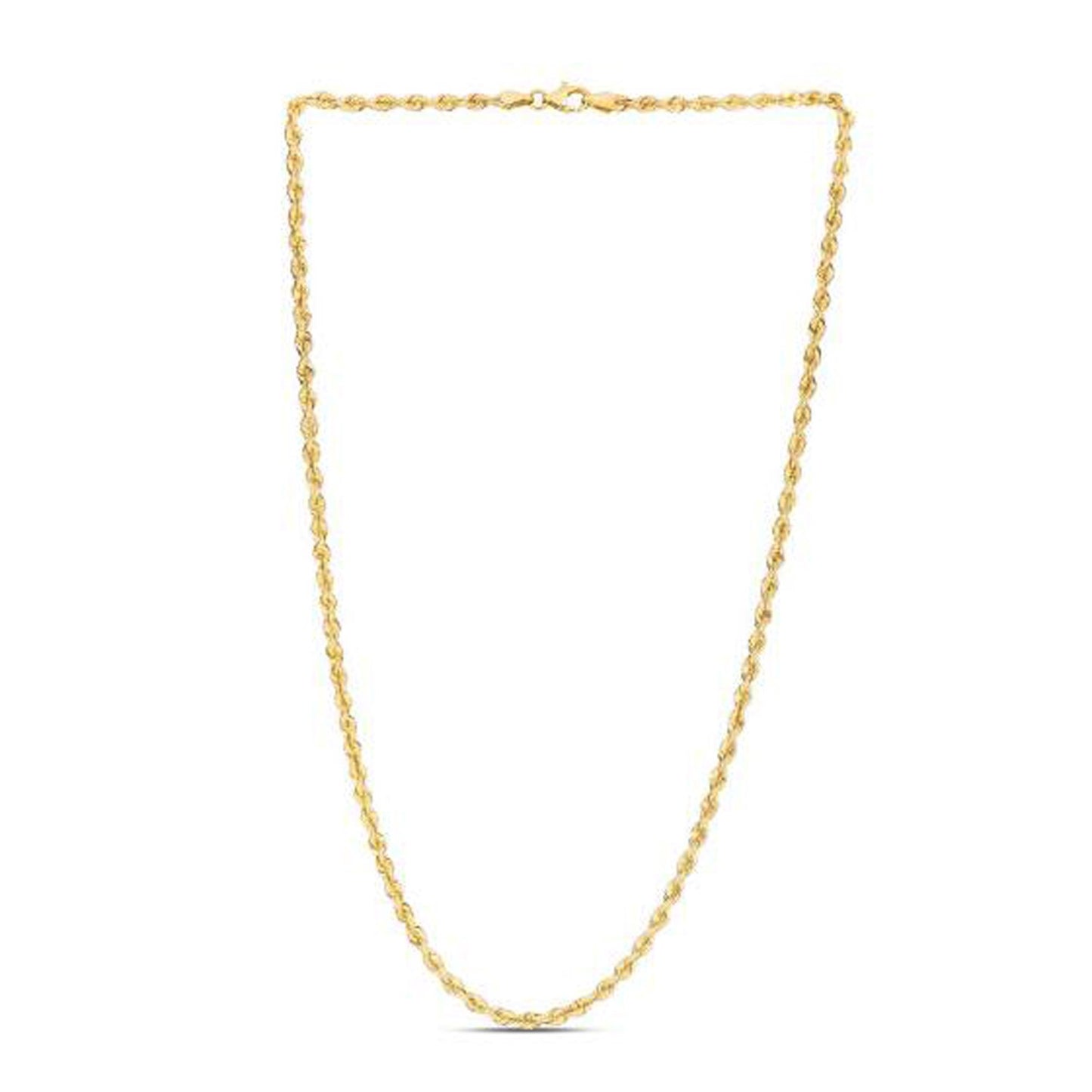 14k Yellow Gold Light Rope Chain (3.00 mm) in a sleek high-contrast midnight luxury editorial style