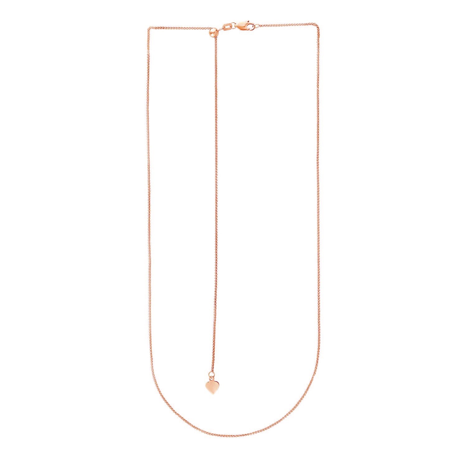 14k Rose Gold Adjustable Wheat Chain (1.00 mm) in a sleek high-contrast midnight luxury editorial style