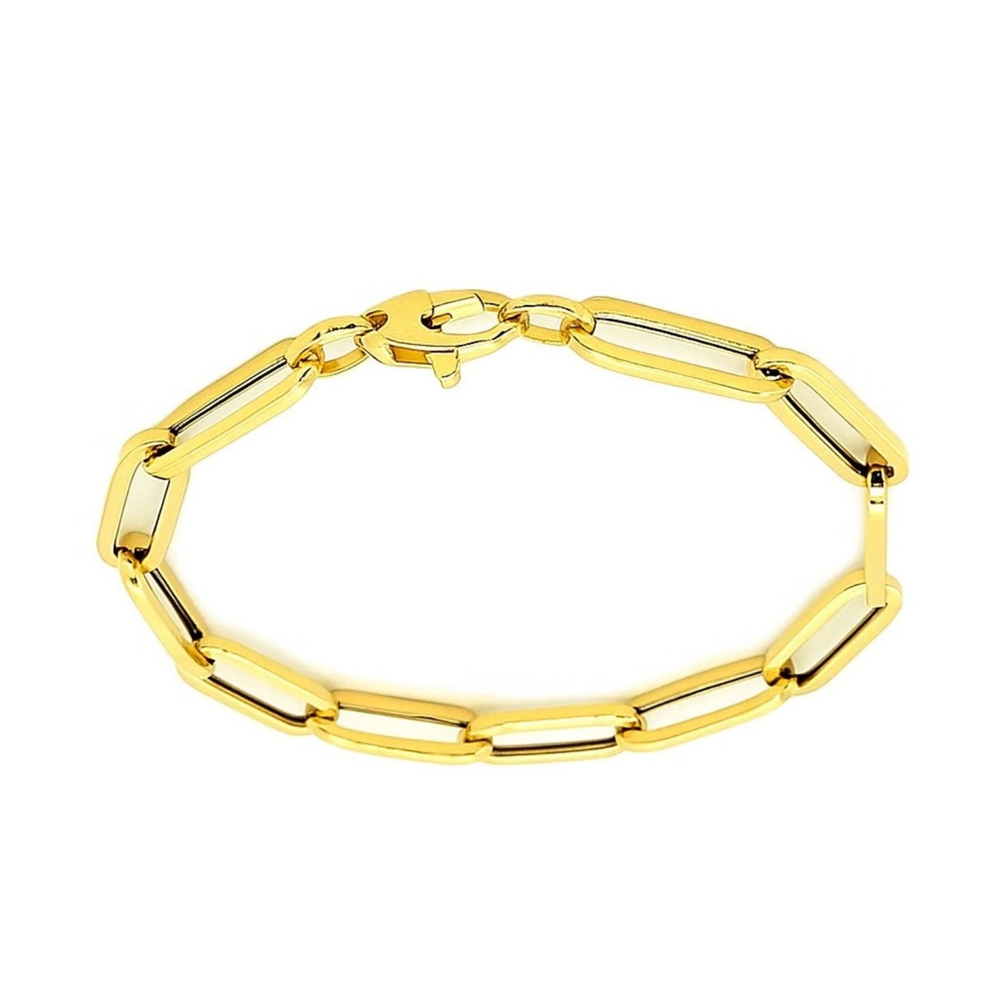 14K Yellow Gold Extra Wide Paperclip Chain Bracelet (6.10 mm)