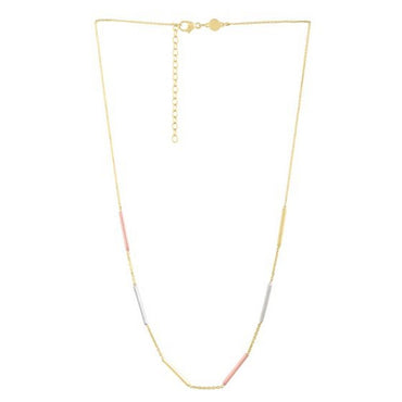 10K Tri Tone Gold Stationed Bar Necklace