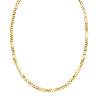 14K Yellow Gold Petite Faceted Cuban Link Chain Necklace (4.50 mm)
