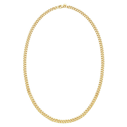 14K Yellow Gold Petite Faceted Cuban Link Chain Necklace (4.50 mm)