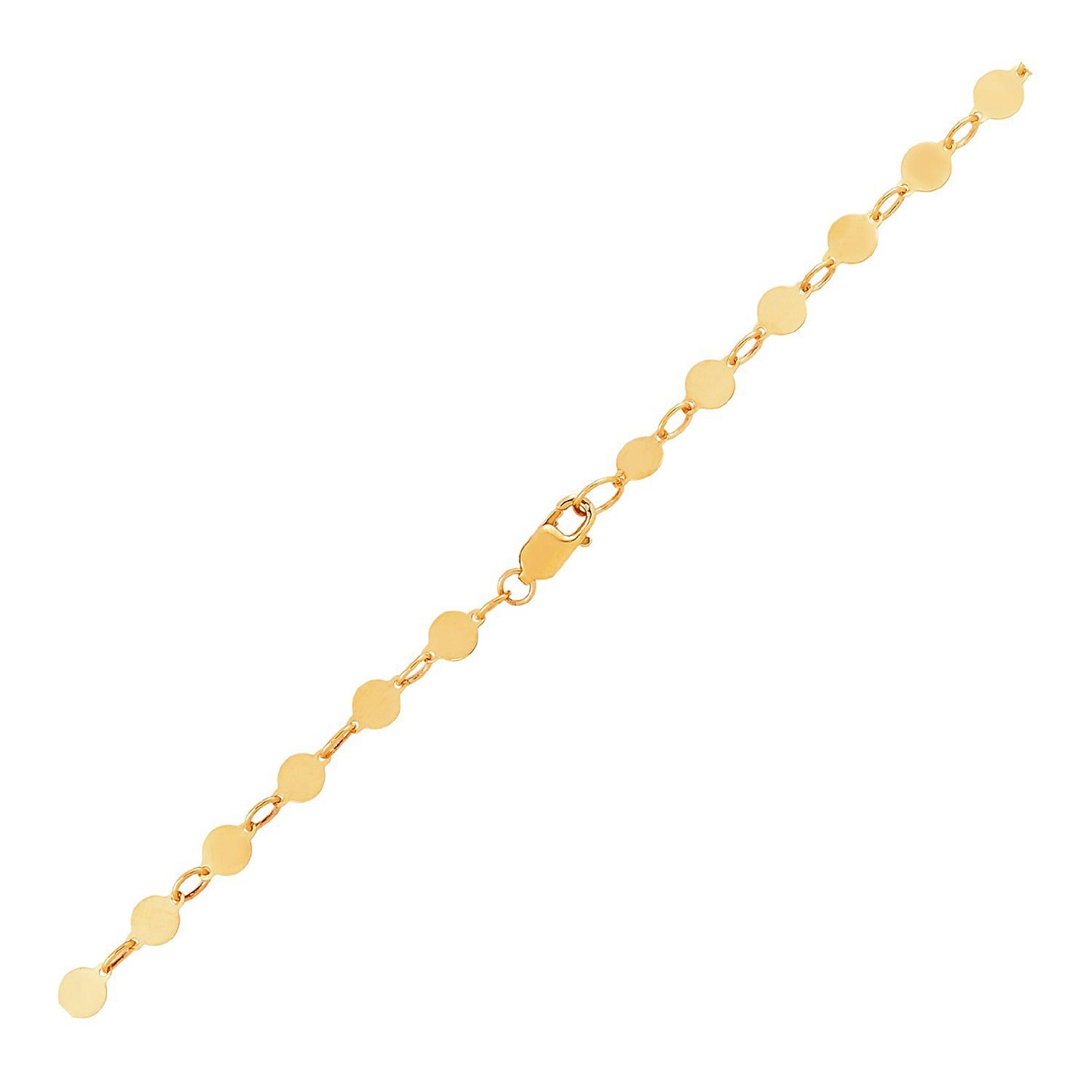 14k Yellow Gold Bracelet with Polished Circles (3.90 mm) in a sleek high-contrast midnight luxury editorial style