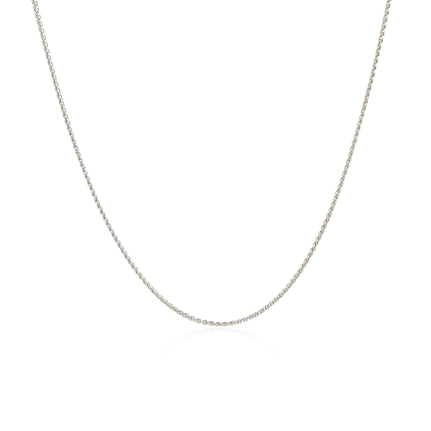 10k White Gold Wheat Chain 0.6mm in a sleek high-contrast midnight luxury editorial style