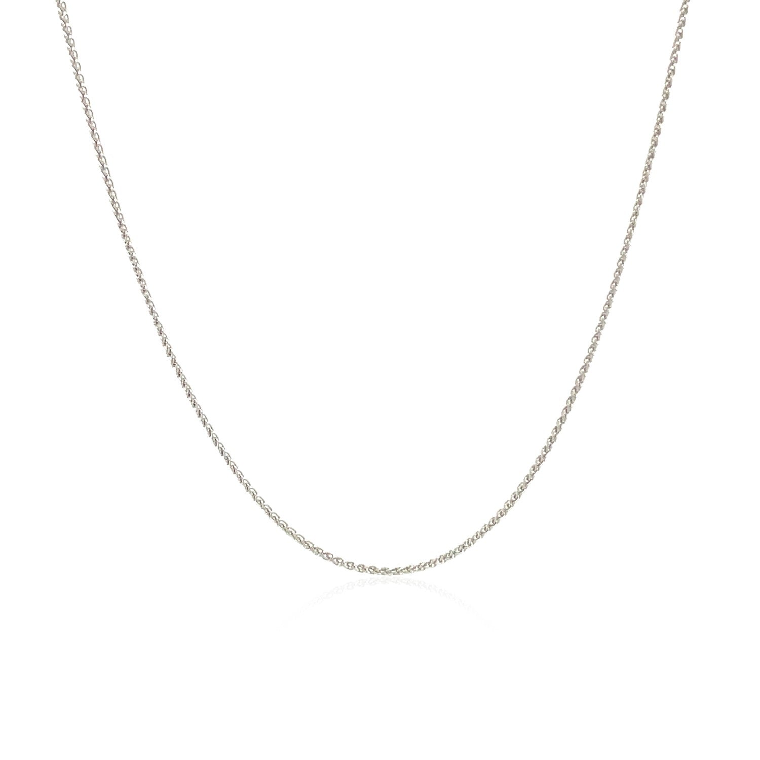 10k White Gold Wheat Chain 0.6mm in a sleek high-contrast midnight luxury editorial style