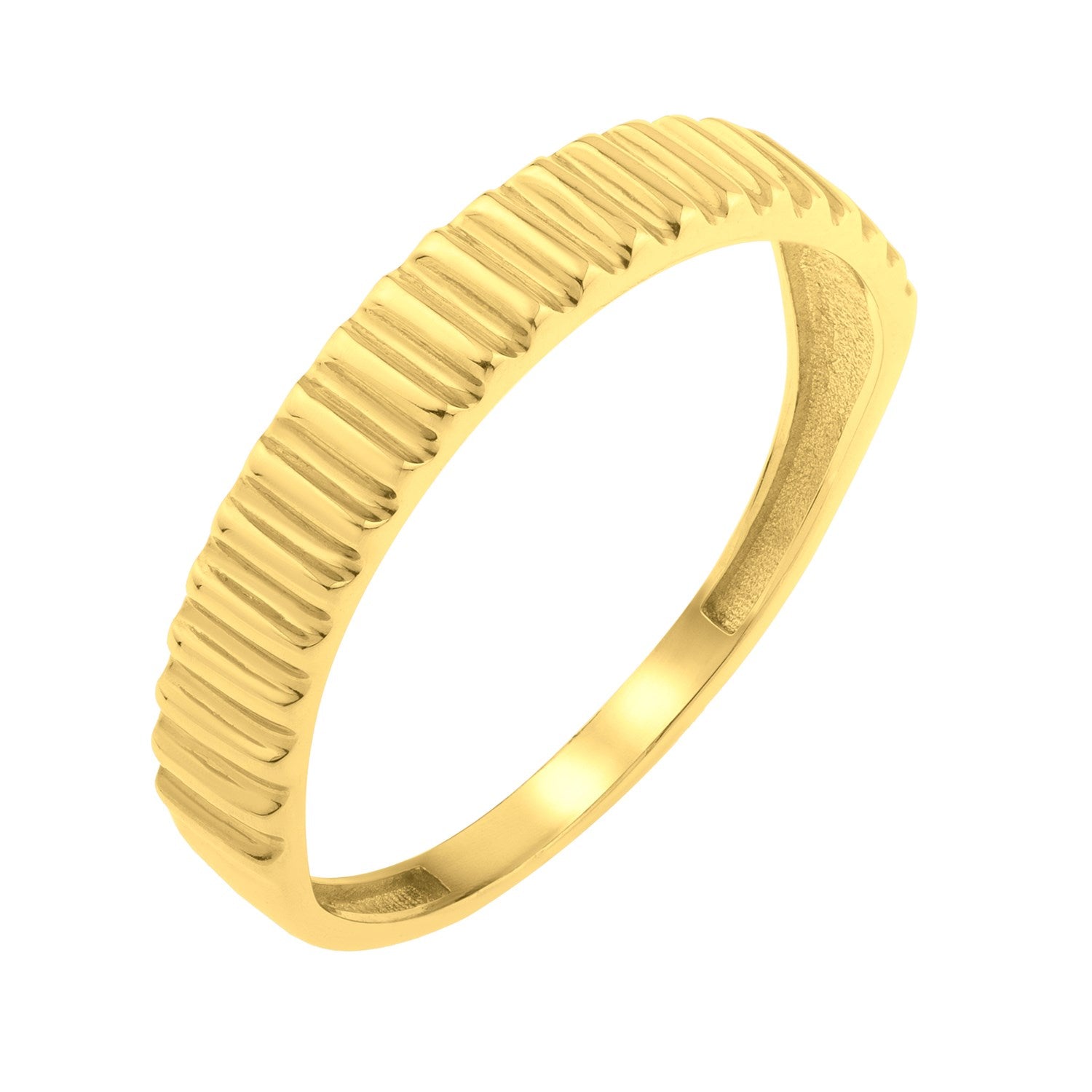Graduated Ridge Ring in 14K Yellow Gold (1.80 mm) in a sleek high-contrast midnight luxury editorial style