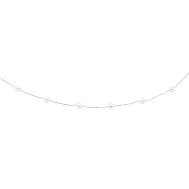 14k White Gold Necklace with White Pearls