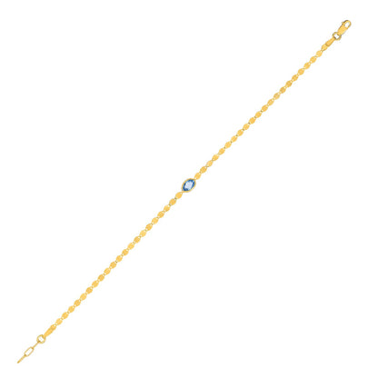 14K Yellow Gold Blue Topaz Mirrored Chain (2.20 mm)