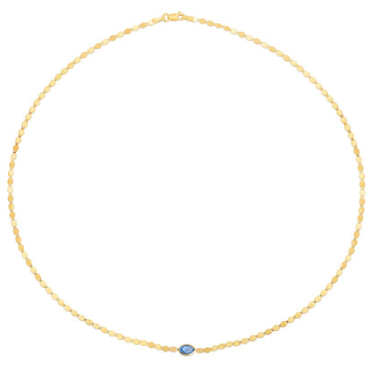 14K Yellow Gold Blue Topaz Mirrored Chain (2.20 mm)