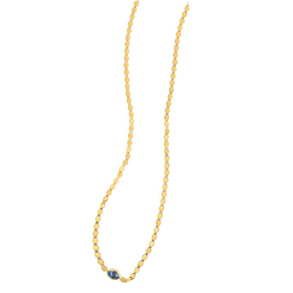 14K Yellow Gold Blue Topaz Mirrored Chain (2.20 mm)