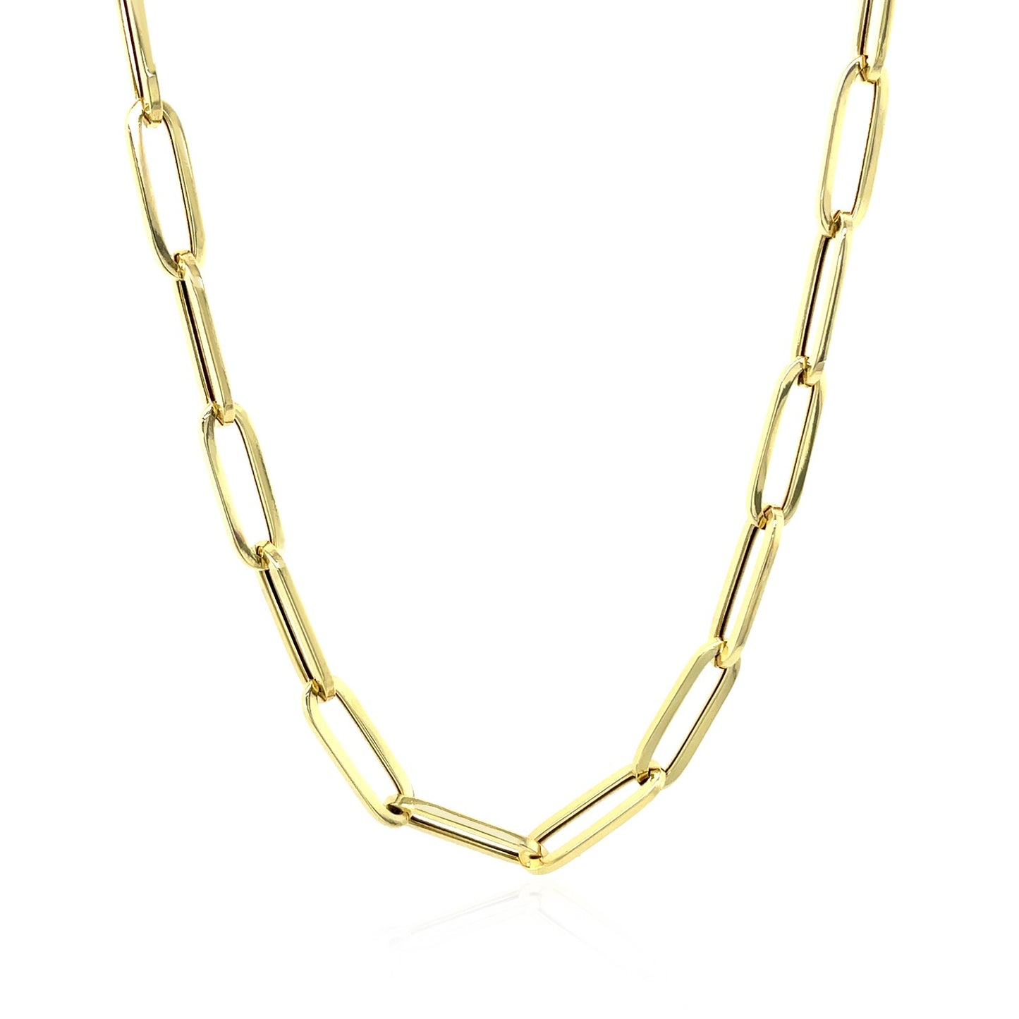 14K Yellow Gold Bold Paperclip Chain (4.20 mm) in a sleek high-contrast midnight luxury editorial style