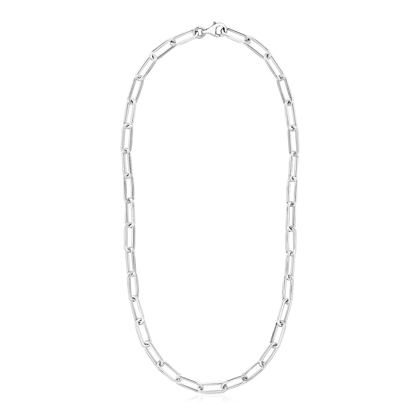 Sterling Silver Paperclip Chain Necklace in a sleek high-contrast midnight luxury editorial style