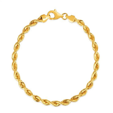 Silk Rope Chain Bracelet in 14k Yellow Gold  (4.30 mm)