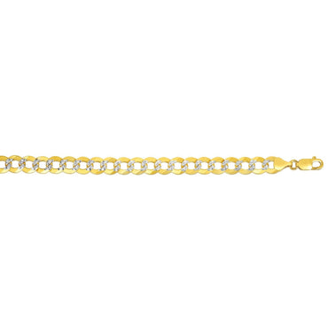 14k Two Tone Gold Pave Curb Bracelet (8.30 mm)