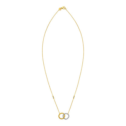 14K Two Tone Gold Interlocking Circle Necklace