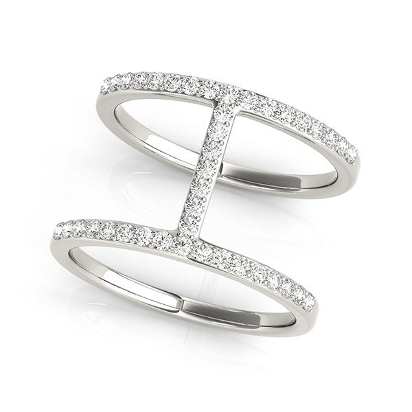 14k White Gold Dual Band Bridge Style Diamond Ring (3/8 cttw) in a sleek high-contrast midnight luxury editorial style
