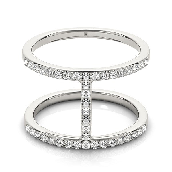 14k White Gold Dual Band Bridge Style Diamond Ring (3/8 cttw) - Peelerie