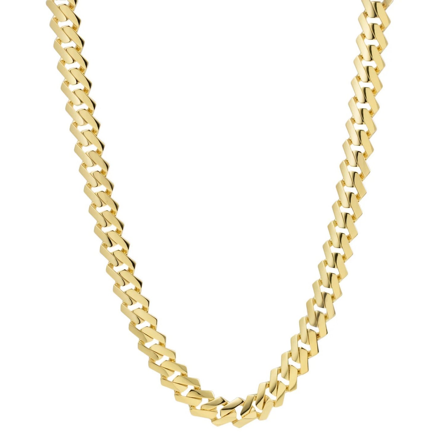 14k Yellow Gold High Polish Modern Lite Edge Chain (8.00 mm) in a sleek high-contrast midnight luxury editorial style