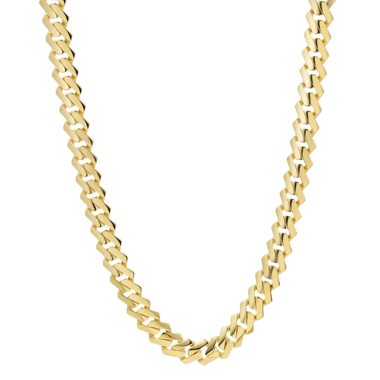 14k Yellow Gold High Polish Modern Lite Edge Chain (8.00 mm) in a sleek high-contrast midnight luxury editorial style