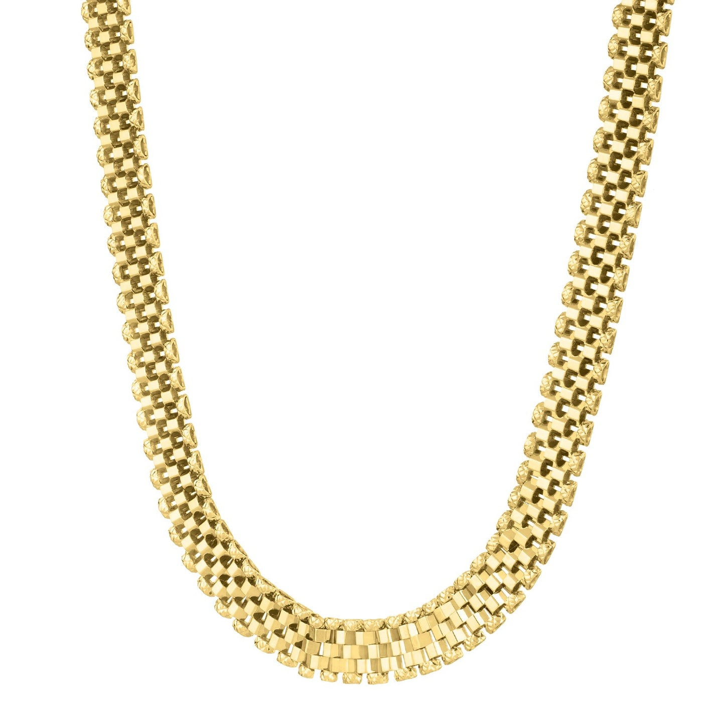 Panther Link Necklace in 14K Yellow Gold (9.60 mm) in a sleek high-contrast midnight luxury editorial style