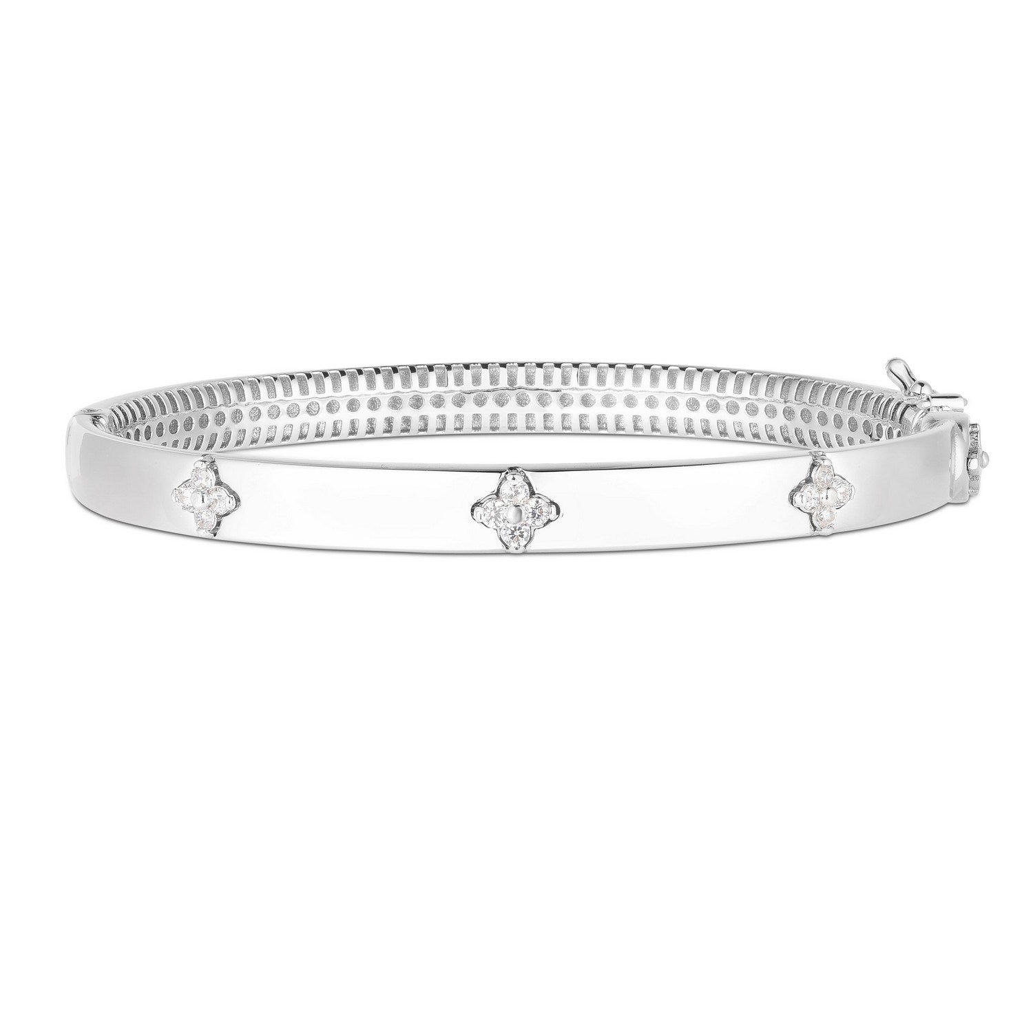 14k White Gold Trilogy Diamond Bangle (5.40 mm) - Peelerie